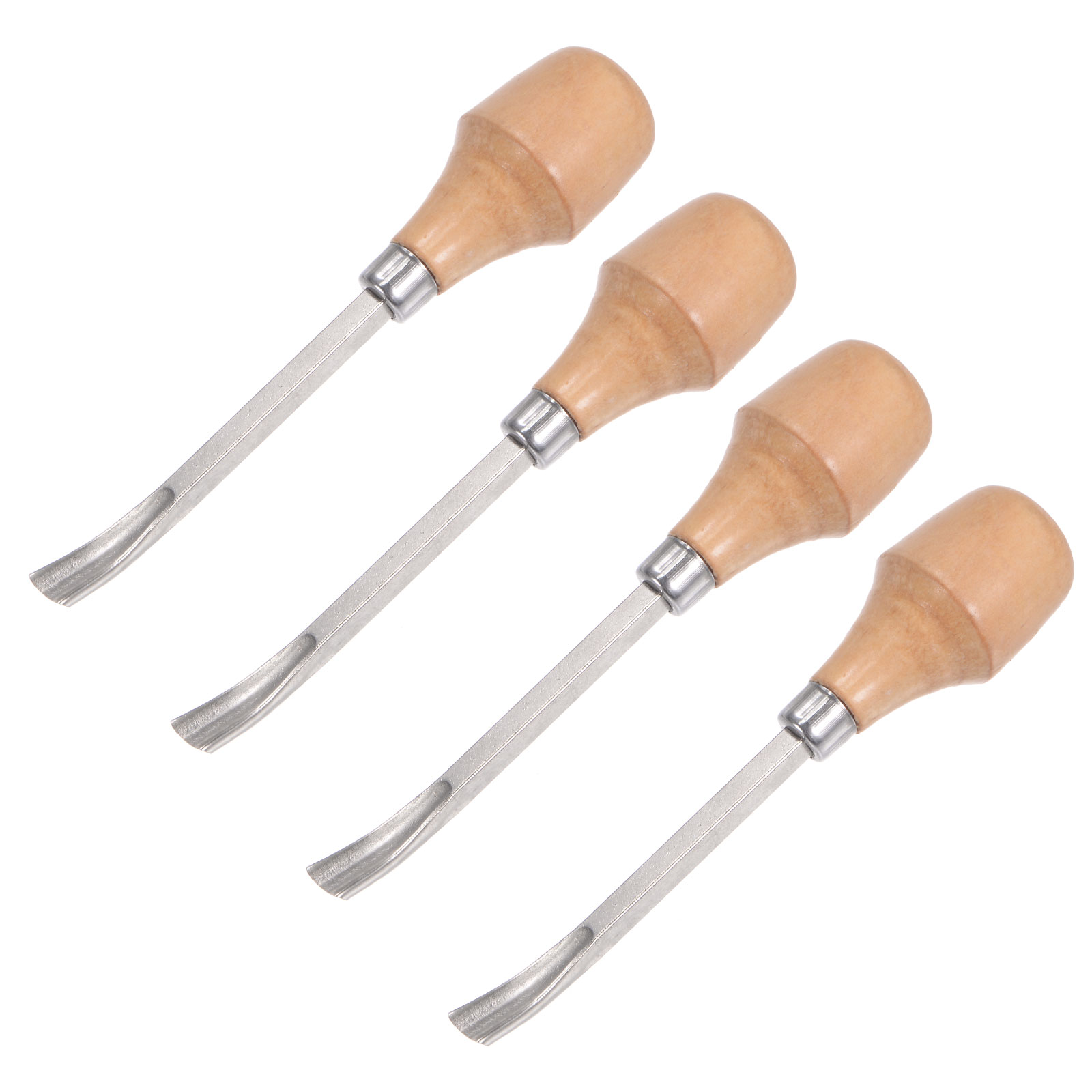 Uxcell 9mm Tip 5 Length Carbon Steel Curved Half-round Tip Wood Handle Wood  Carving Chisels 4 Pack 